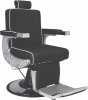 FOTEL BARBERSKI CARLOS CZARNY/WSTAWKI BIAŁE/BAZA CHROM Z NAKŁADKĄ CZARNĄ (BARBER BY AYALA)
